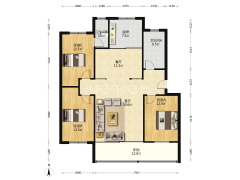 满五年，南北双通透，贯穿客厅，公摊小。-涿州康丽小区户型图