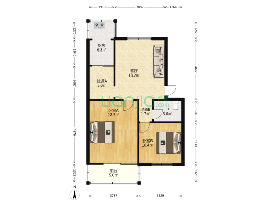 再生橡胶厂家属院 2室1厅1卫 81平方