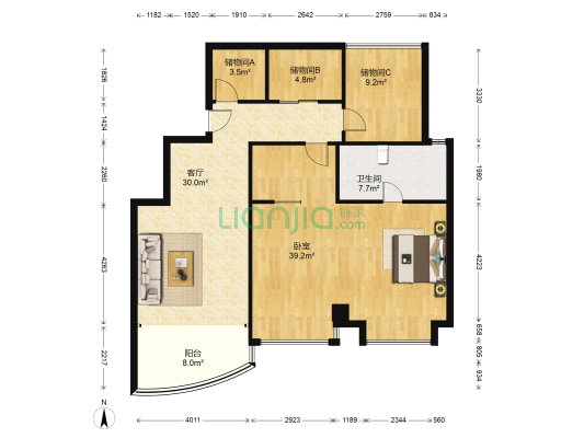 港城华府 1室1厅1卫 274平方