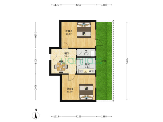 兰州文科职业学校家属楼 2室1厅1卫 51平方