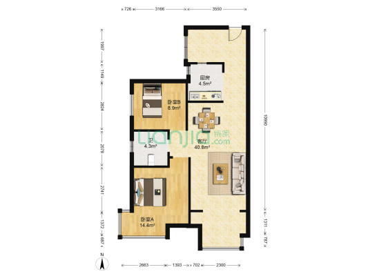 万年乐享世界 2室1厅1卫 81平方