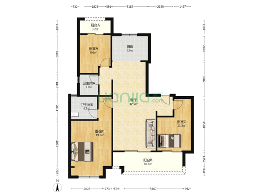 中建·元熙府 3室1厅2卫 129平方