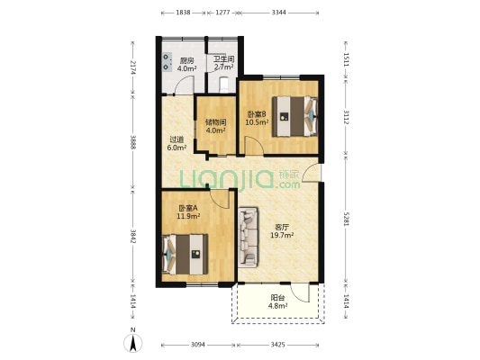 粤华小区 2室1厅1卫 69平方