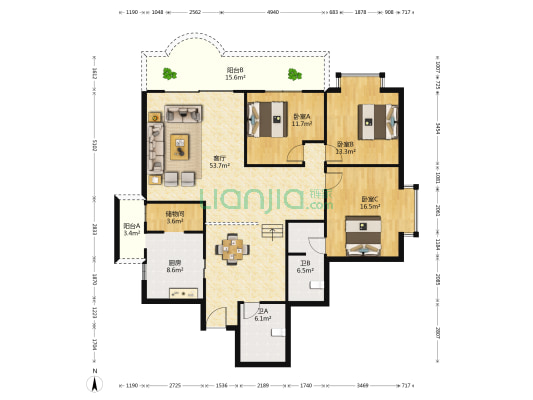 工商局综合楼 3室1厅2卫 156平方