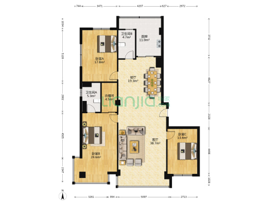 丽水湾 3室2厅2卫 357平方