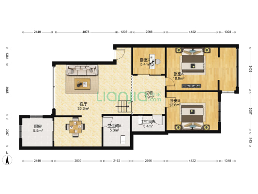 芳草东街54号 3室1厅2卫 112平方