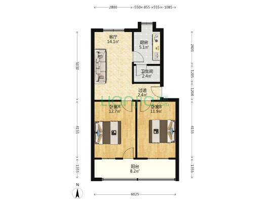 洪都南大道三建宿舍（洪都南大道90号） 2室1厅1卫 67平方