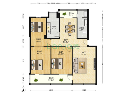 南京东路187号 3室2厅1卫 112平方