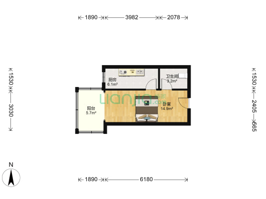 宜居新家园 1室0厅1卫 34平方