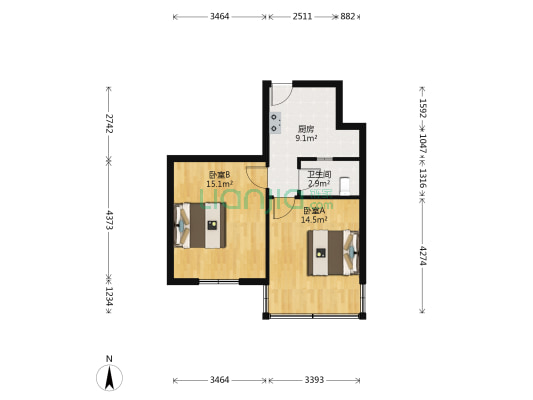普福寺弄散盘 2室0厅1卫 48平方