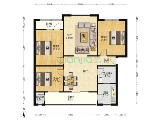 东街48号 3室1厅2卫 118平方