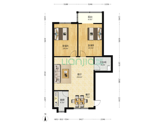 水南街45号 2室2厅1卫 88平方
