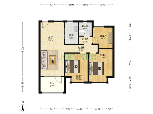 龙湖揽境 3室1厅1卫 167平方
