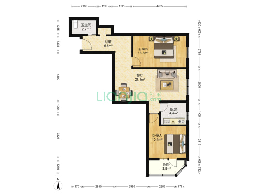 金蝉北里 2室1厅1卫 81平方