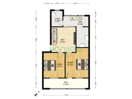 樊城司法局家属院 2室1厅1卫 89平方