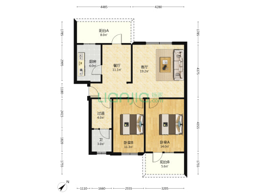 西金庭苑 2室2厅1卫 89平方