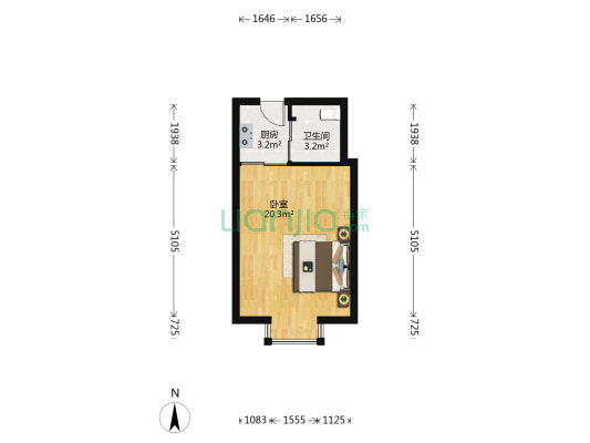 锦港嘉园 1室0厅1卫 45平方