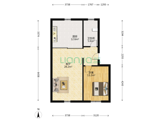 金海园 1室1厅1卫 35平方