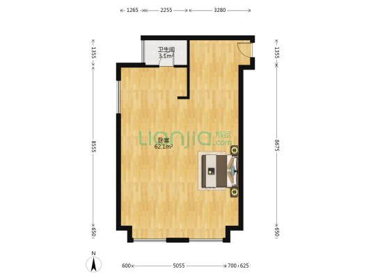 朱雀大厦 1室0厅1卫 99平方