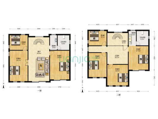 虹康花园别墅 7室1厅2卫 226平方