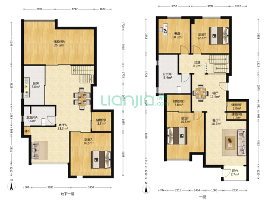 紫玉山庄 4室3厅2卫 235平方