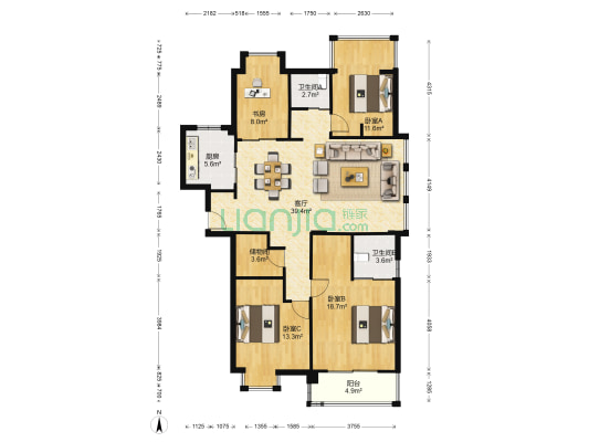 南塘五组团 4室1厅2卫 175平方