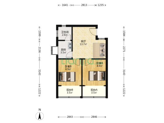 九龙井正街24号 2室1厅1卫 64平方