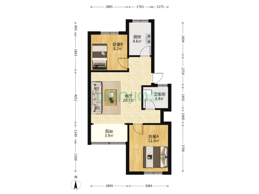 鸡公山三街 2室1厅1卫 65平方