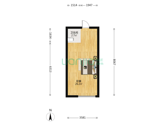 凤会小区 1室0厅1卫 81平方