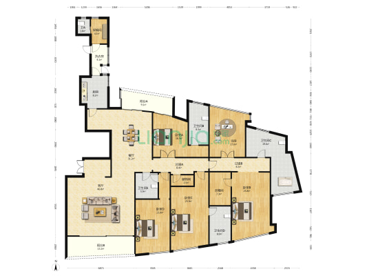 东方润园 5室2厅5卫 360平方