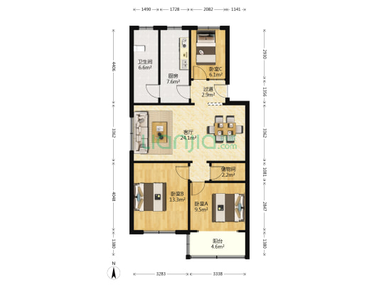 苋浦社区后拔路 3室1厅1卫 92平方
