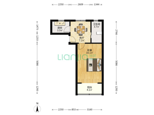 永红新村 1室1厅1卫 43平方