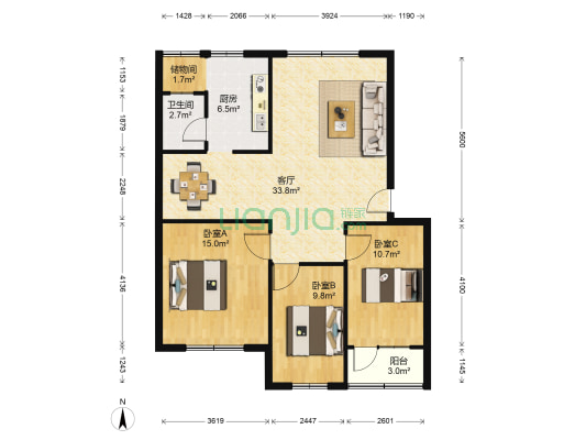 海警小区 3室1厅1卫 94平方