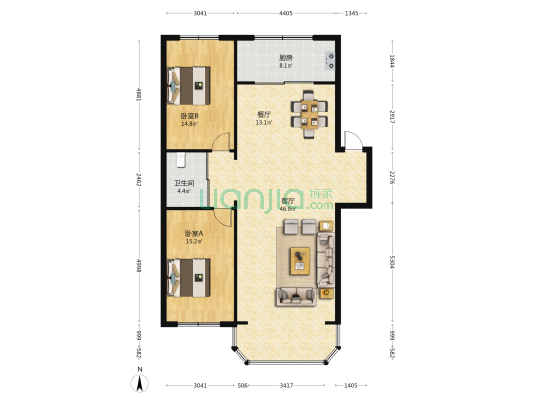 桃南胡同 2室2厅1卫 127平方