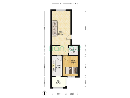 岭盛里 1室1厅1卫 55平方