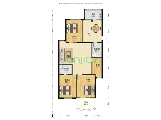 丰泽园 4室2厅2卫 116平方