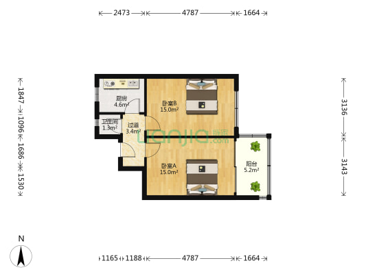 甘恩家园 2室0厅1卫 58平方