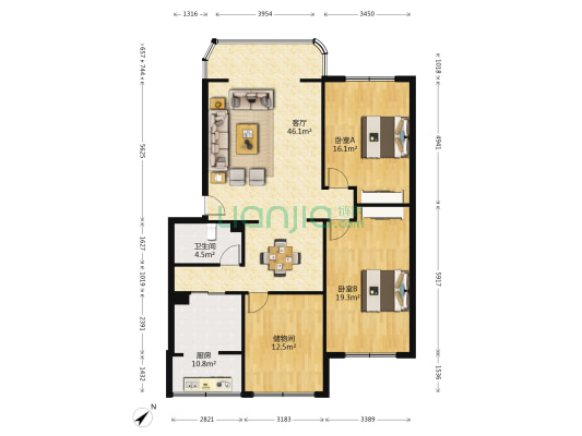 大庆路86号 2室1厅1卫 121平方