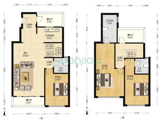 保利领秀山香榭郡 3室1厅3卫 168平方