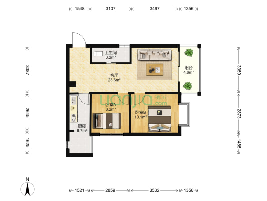 上东城西区 2室1厅1卫 71平方