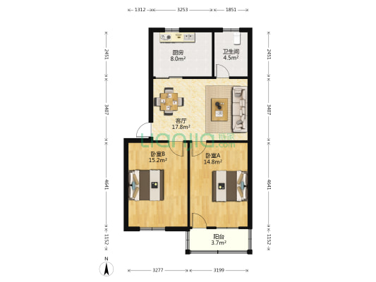 生化小区 2室1厅1卫 74平方