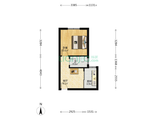 永庆村小区 1室1厅1卫 34平方
