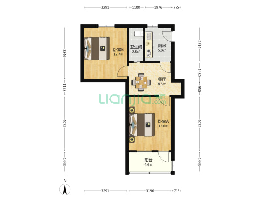张马路29号 2室1厅1卫 54平方