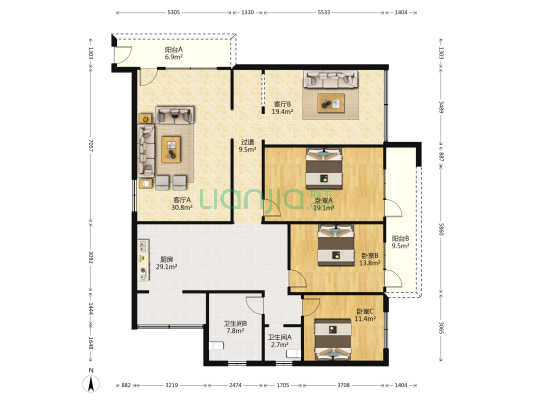 汉口路二段51号 3室2厅2卫 188平方