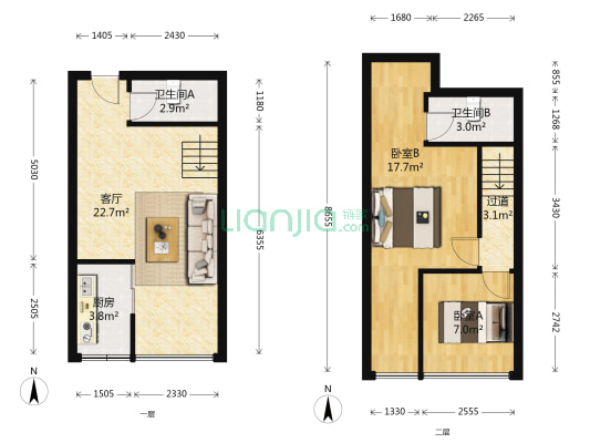 润都7号 2室1厅2卫 72平方