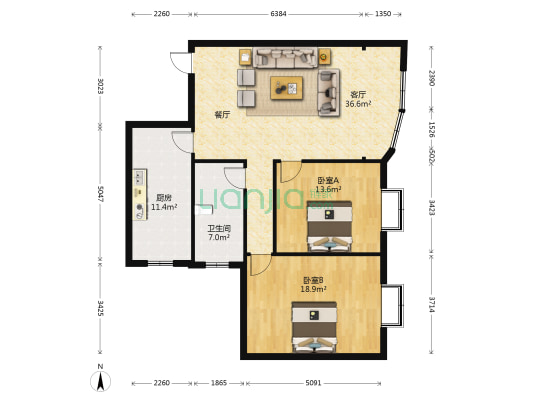 玉源商厦 2室1厅1卫 106平方