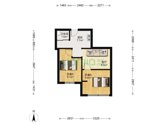 西湾小区 2室1厅1卫 38平方