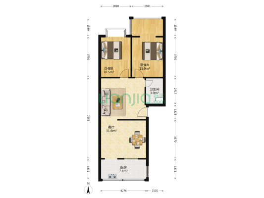 東泰家园 2室1厅1卫 85平方