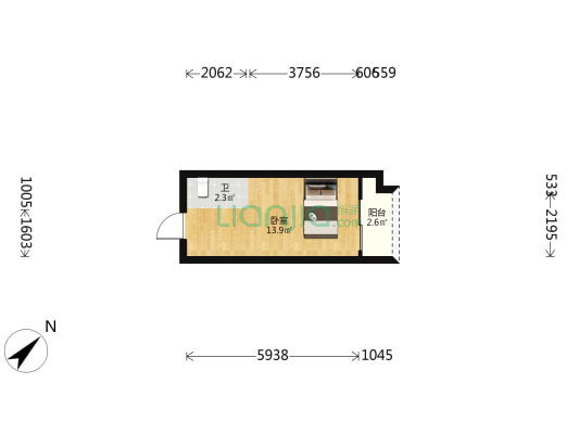 彰泰欢乐颂 1室0厅1卫 27平方