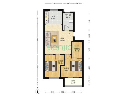东陌堂如画 2室1厅1卫 76平方